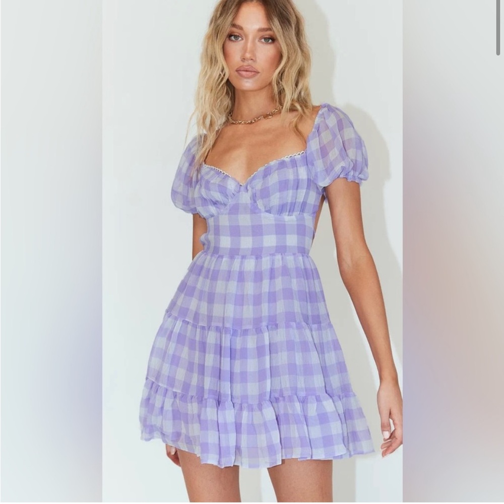 PRINCESS POLLY purple and white dress